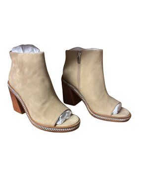Vince Camuto VC-BITNNY Tortilla Cream Suede Open Toe Ankle Booties Size 9M